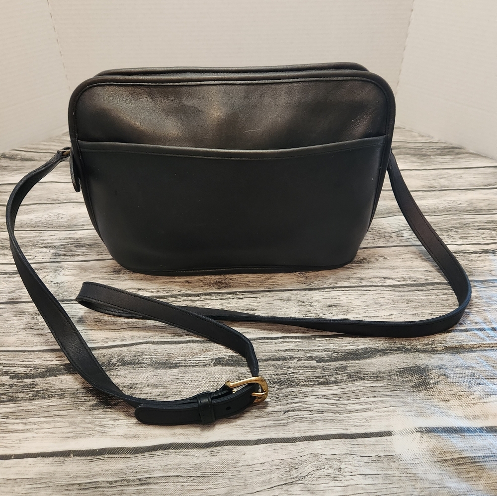 Coach Black Leather Crossbody Bag with Gold Hardware